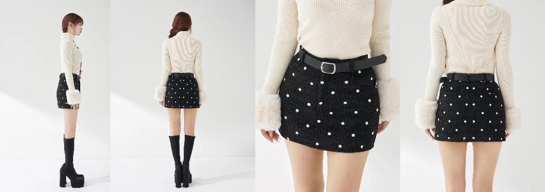 ダーリッチ darich ドットツイードベルトミニスカート ブラック BLK M