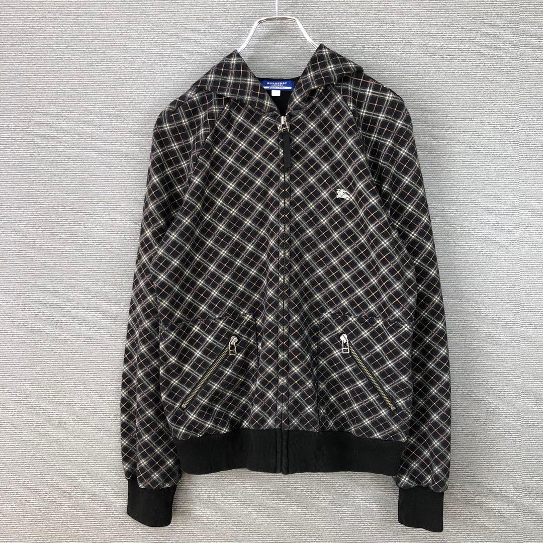 BURBERRY ブラックノバチェック ホースロゴ刺繍 パーカー 38