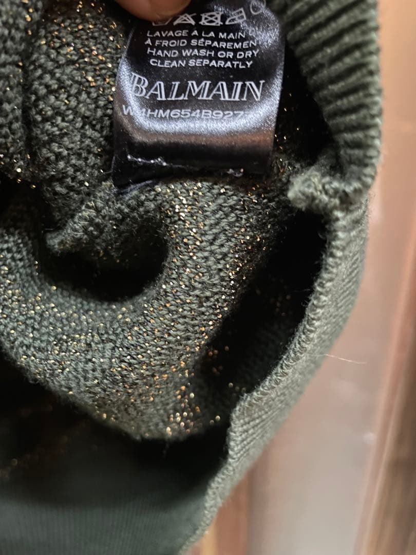 BALMAIN カーキ ニットセーター