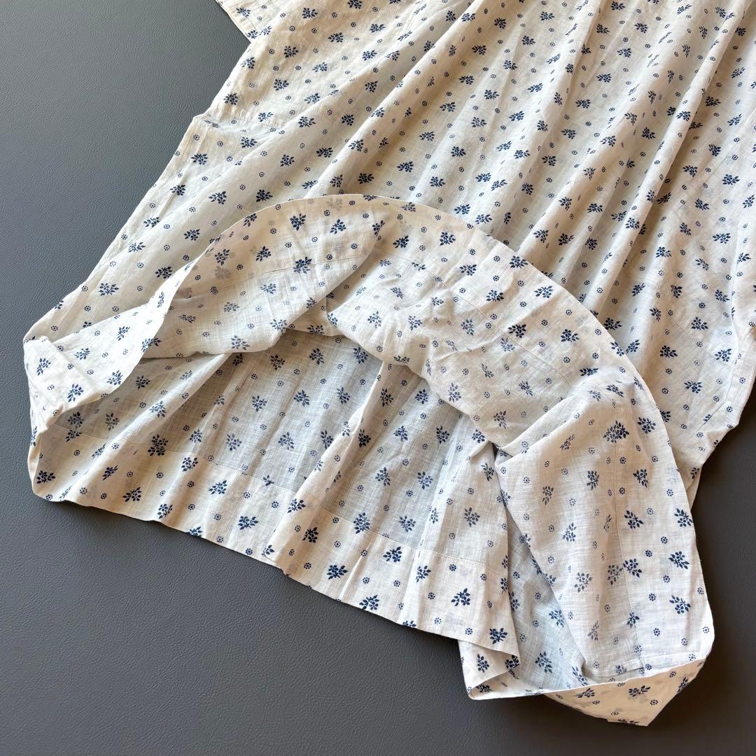 45R ロングワンピース　フラワープリント　小花柄　ガーゼ生地　ワイドシルエット