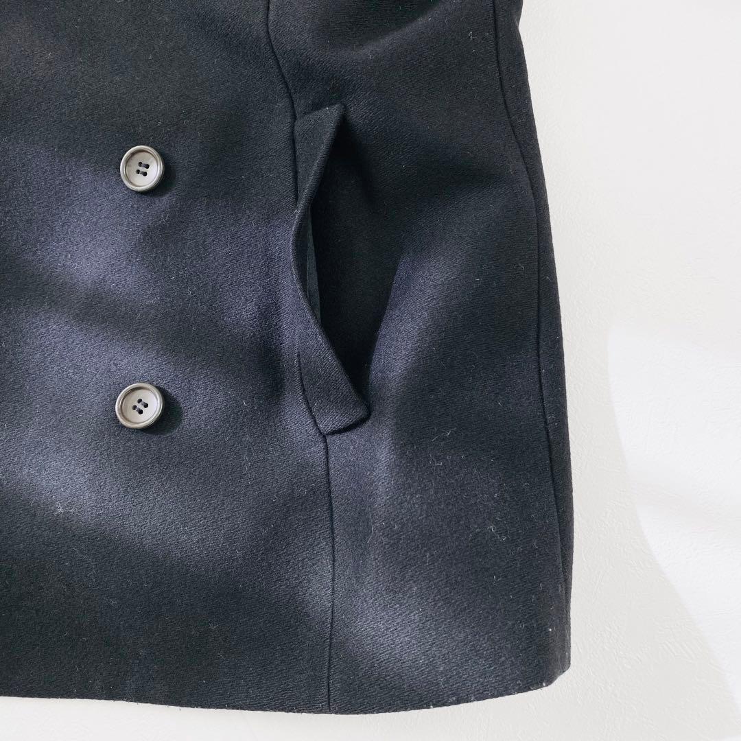 2961A美品　セオリー　スタンドカラーショートウールコート 黒 大きいサイズ