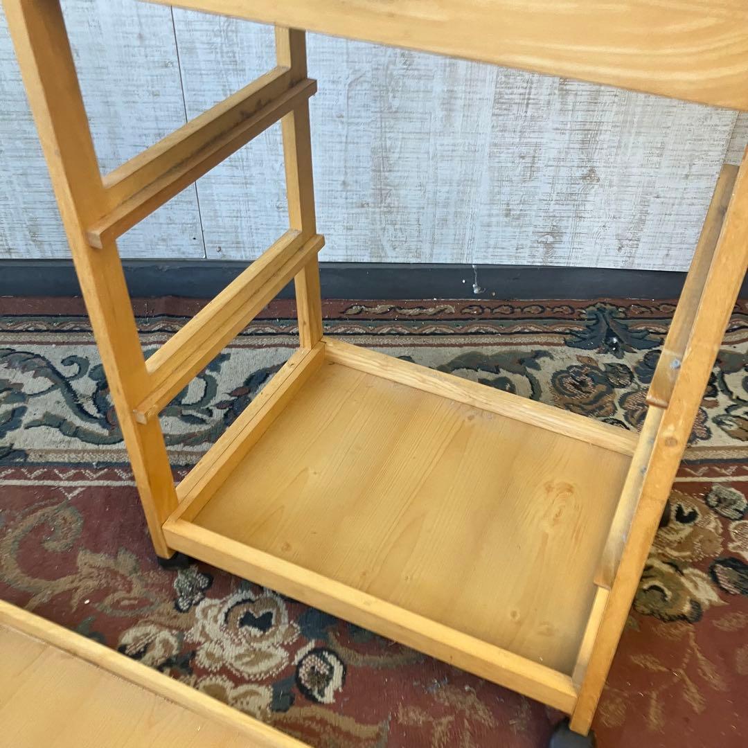 昭和レトロ 大理石天板張り 木製キッチンワゴン キャスター付き キッチンカート