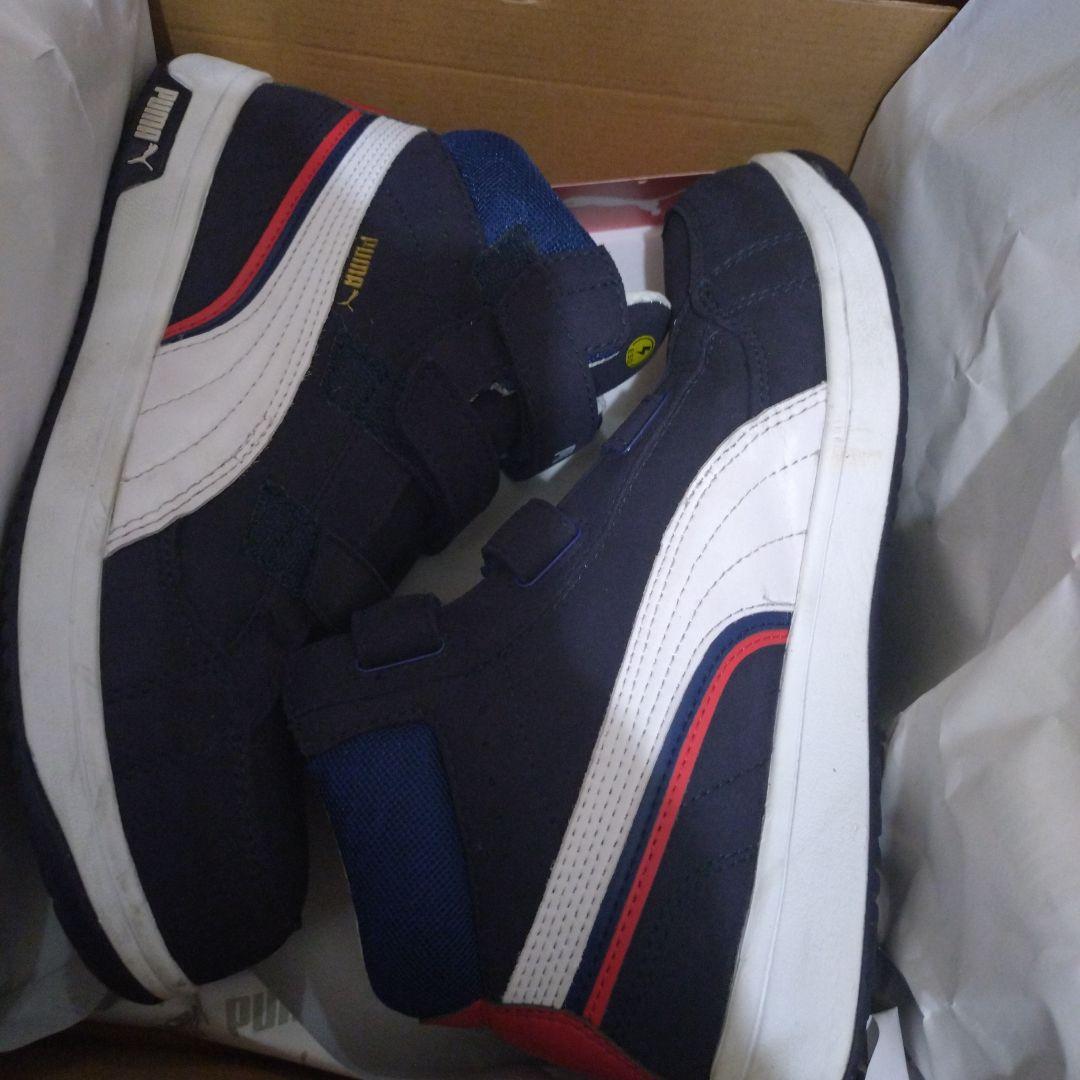 【PUMA】ハイカット安全靴 作業靴 ネイビー×ホワイト×レッド 27cm/3E