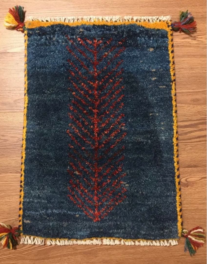 ギャッベ　シラーズ産 　手織り　ウール　ラグ　40×50cm 生命の樹