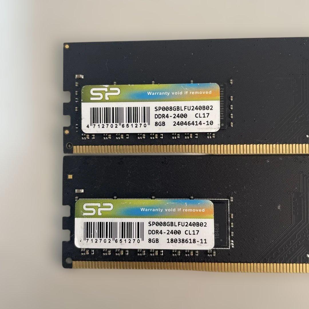 SP DDR4-2400 8GB デクストップ用2枚セット動作確認済みです。
