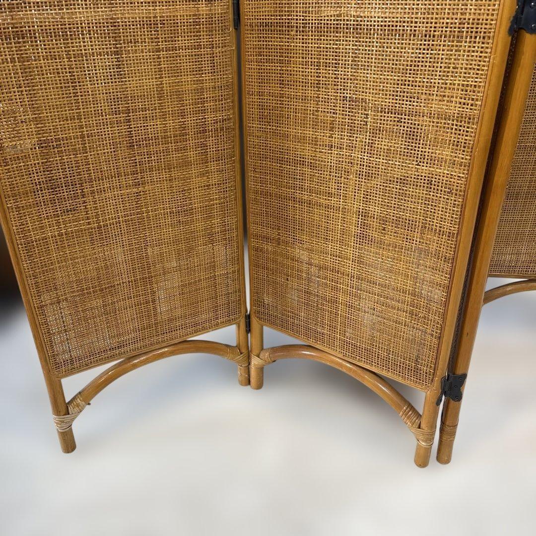 籐 ラタン 4連パーテーション 昭和レトロ 籐　間仕切り　衝立