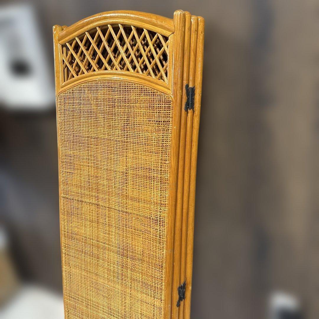 籐 ラタン 4連パーテーション 昭和レトロ 籐　間仕切り　衝立