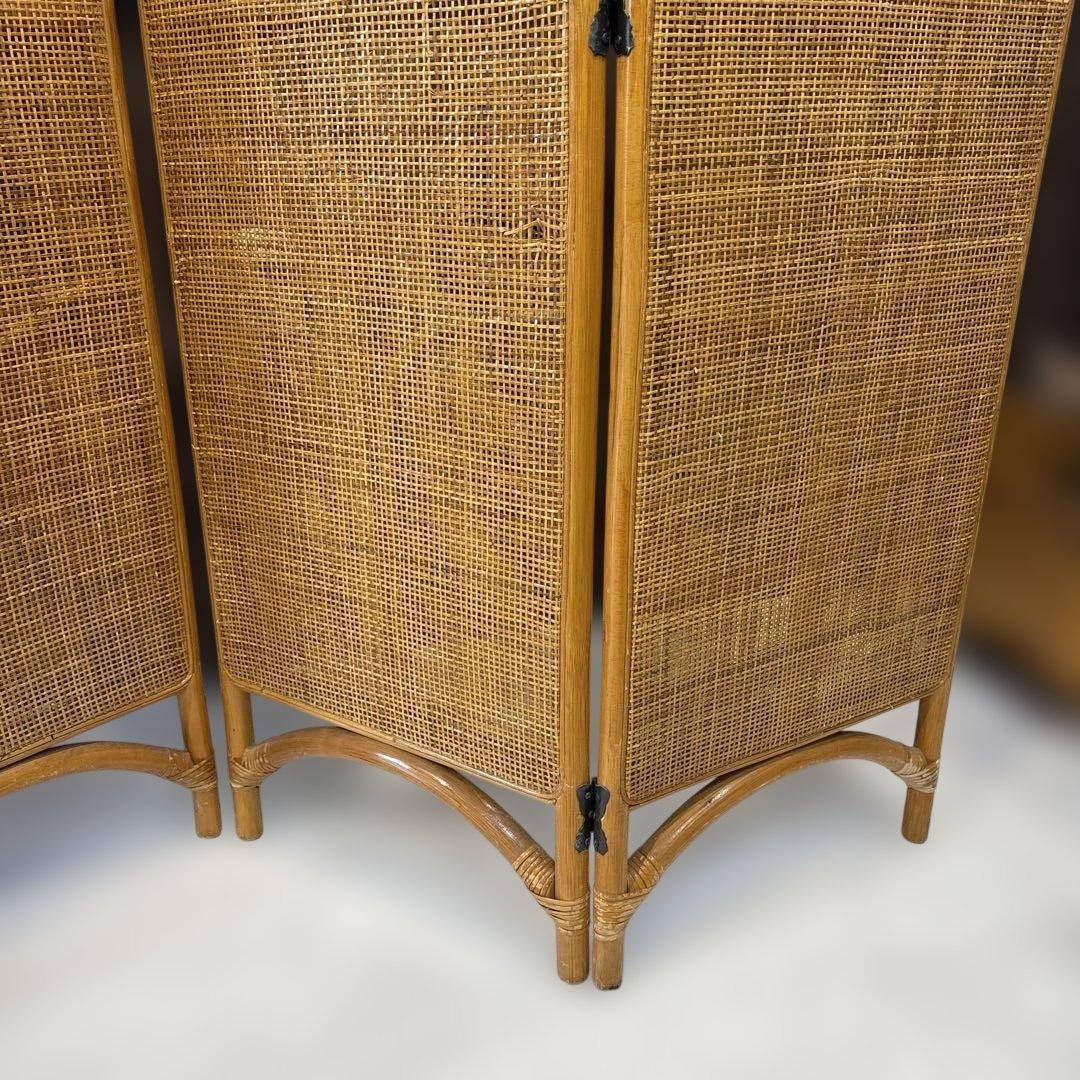 籐 ラタン 4連パーテーション 昭和レトロ 籐　間仕切り　衝立