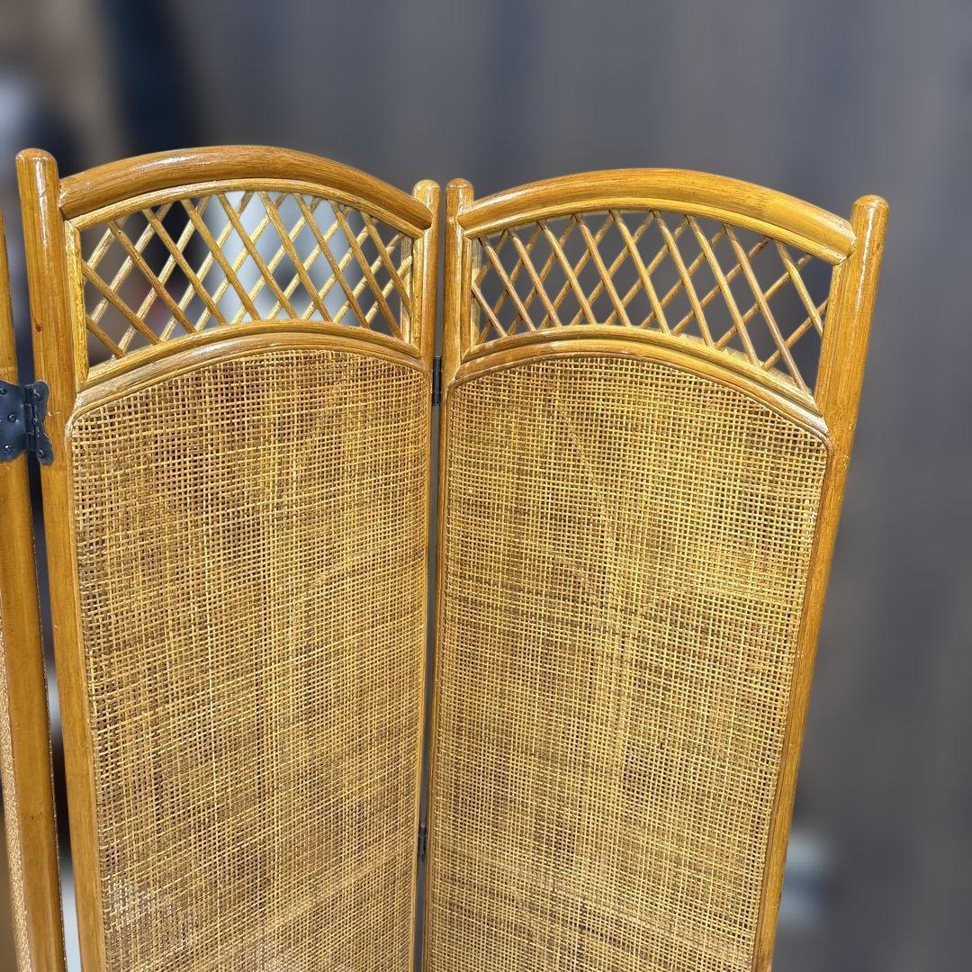 籐 ラタン 4連パーテーション 昭和レトロ 籐　間仕切り　衝立