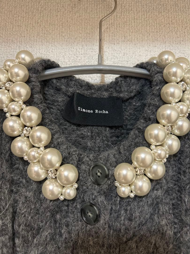 Simone Rocha XS パール付きグレーカーディガン
