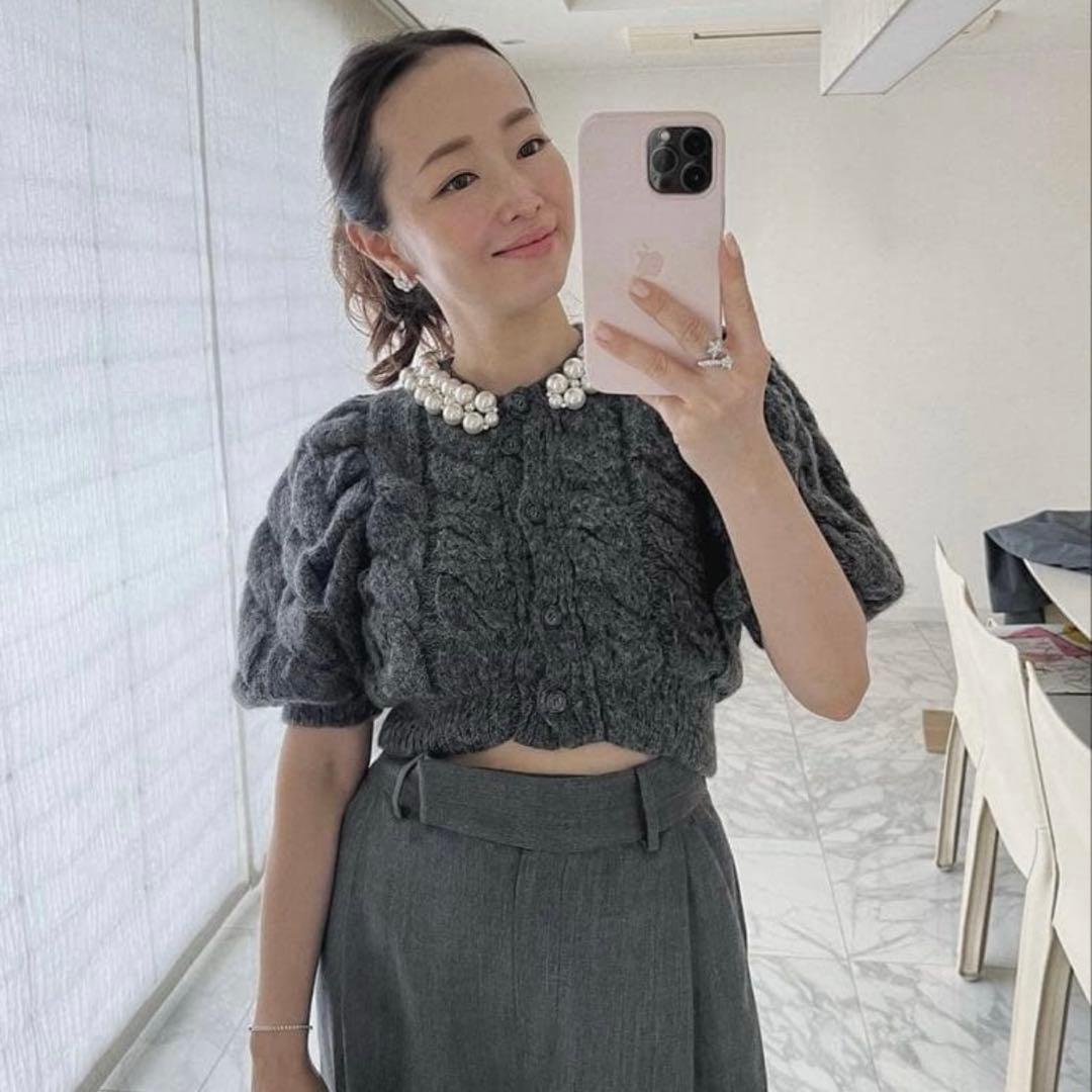 Simone Rocha XS パール付きグレーカーディガン