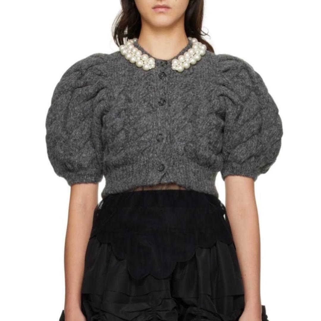 Simone Rocha XS パール付きグレーカーディガン