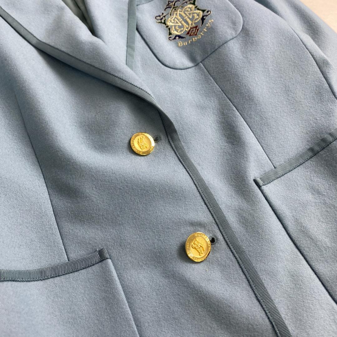 バーバリーズ テーラードジャケット BURBERRY ブレザー 金ボタン 水色