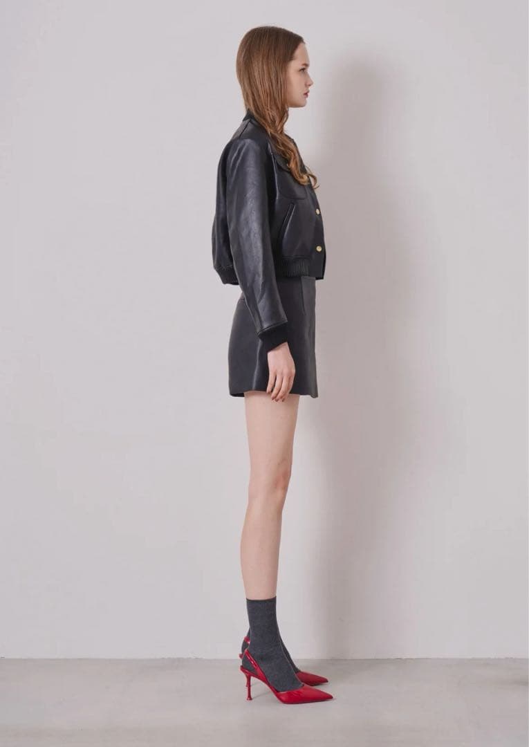 ロッキーシェリエleather like wrap culottes