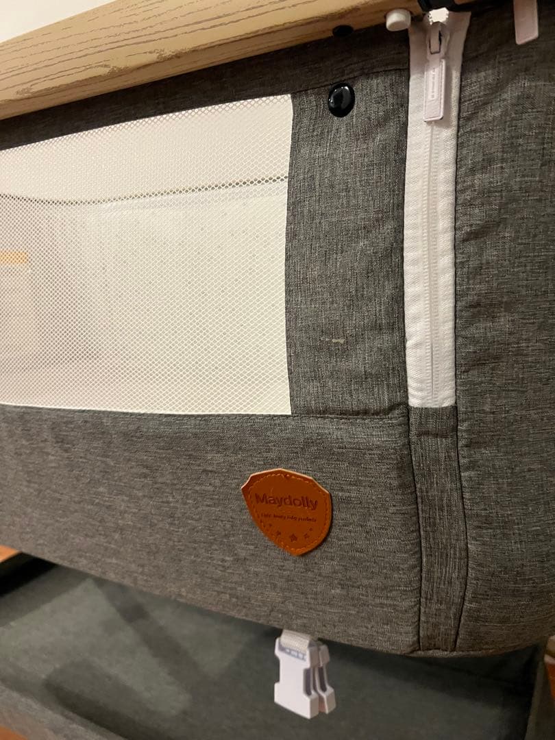 ベビーベッド グレー 蚊帳付き