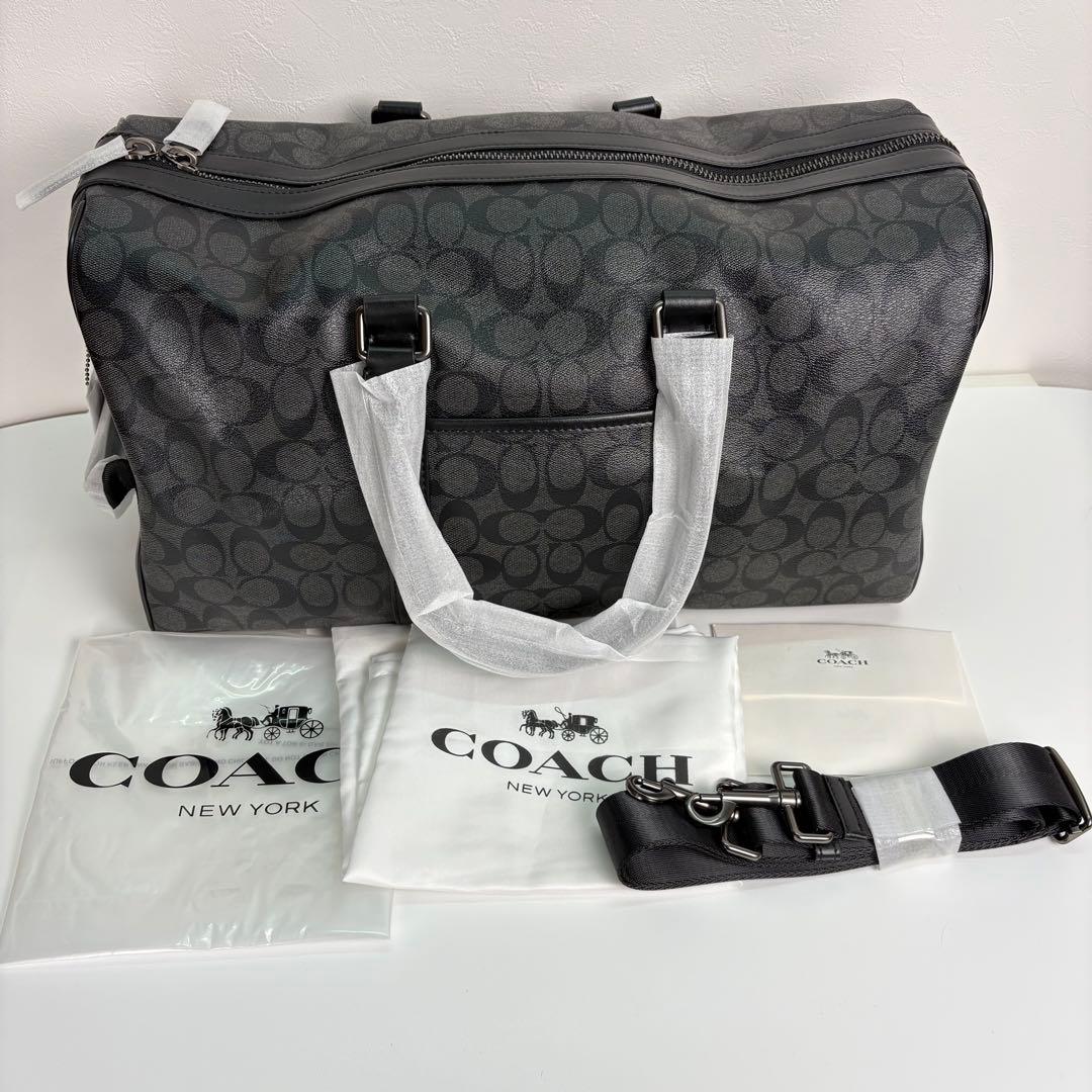 【COACH】 タグ有り ボストン バッグ ショルダーストラップ付き ブラック
