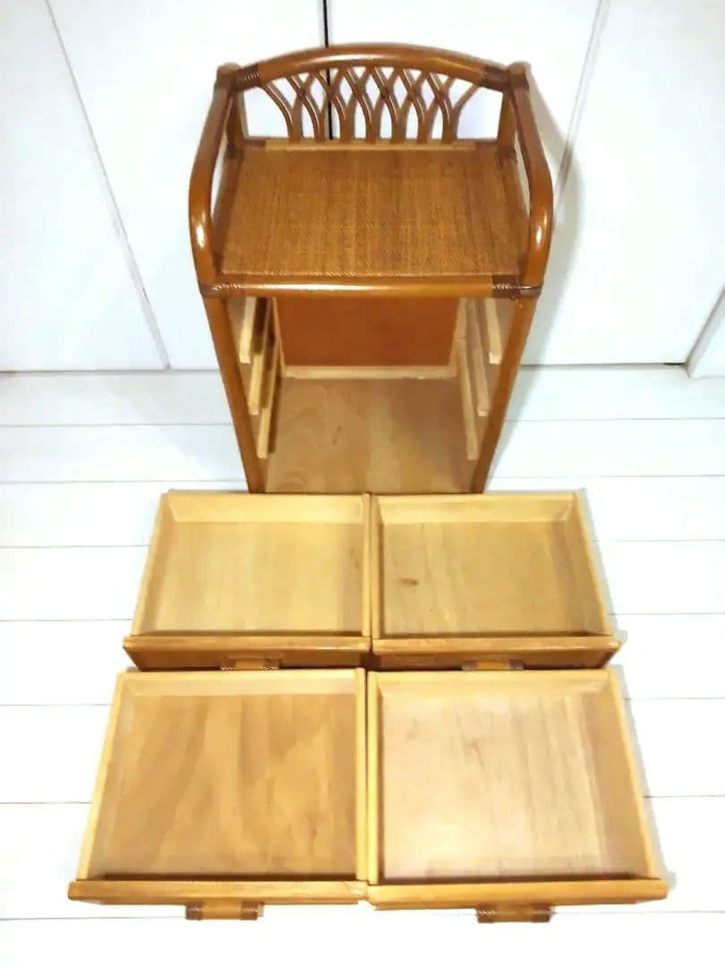 飴色家具 ラタン チェスト　飾り棚　藤　昭和レトロ　ジャパンビンテージ　引出し