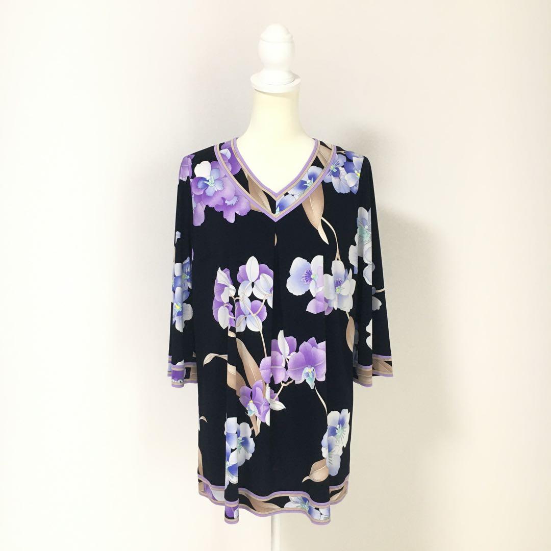 近年未使用　LEONARD レオナール　美しい花柄　カンカン　チュニック　42