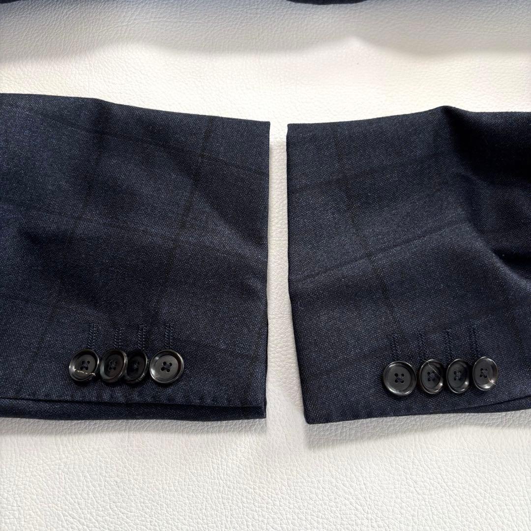 美品 ロロピアーナ シップス[XLサイズ チェック柄]テーラードジャケット 紺色