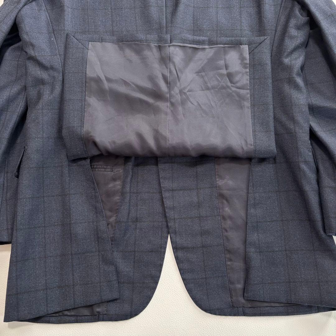 美品 ロロピアーナ シップス[XLサイズ チェック柄]テーラードジャケット 紺色