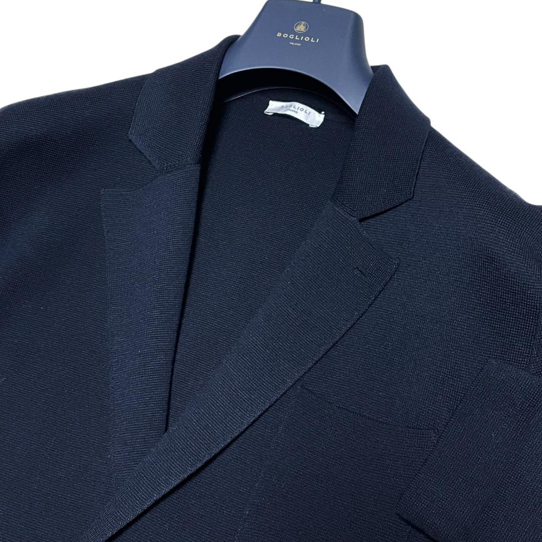 ボリオリ ミラノリブ ダブル ニットジャケット L 美品 ダークネイビー