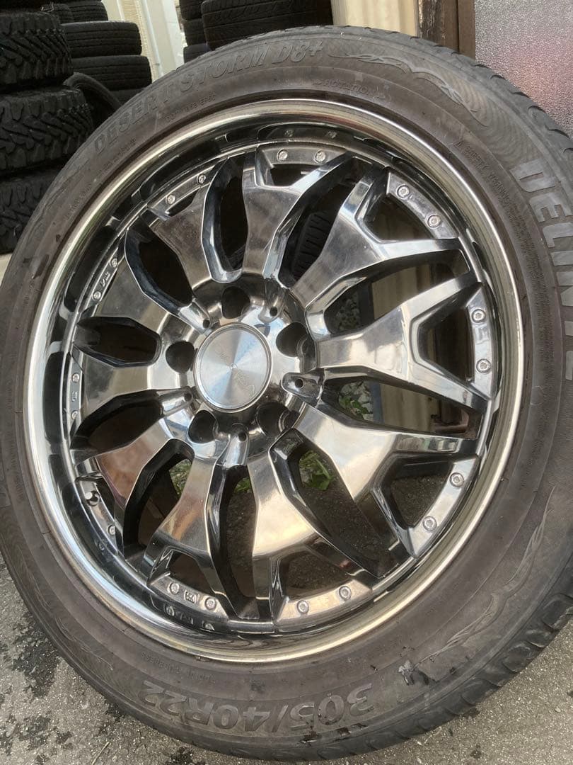 タイヤバリ溝！美品！フルメッキ！DECORSA 22インチアルミ　ランクル等