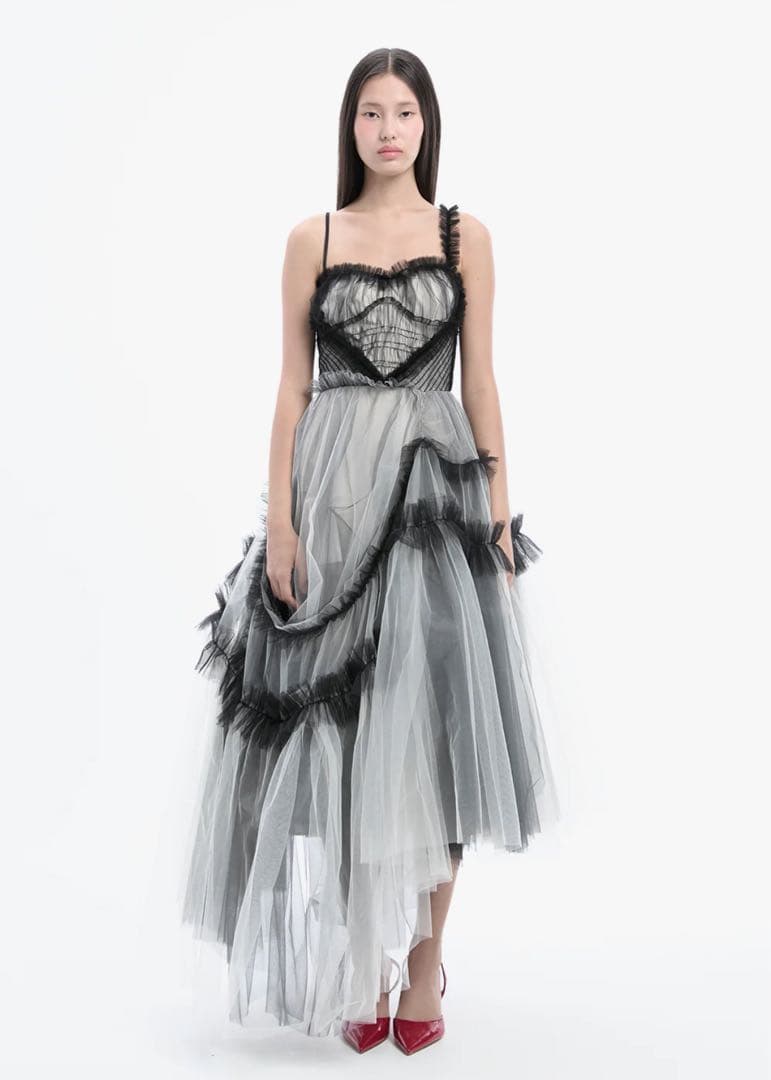 スーツ・フォーマル・ドレス theredthread V tulle dress long