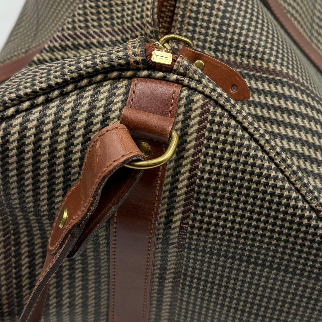 ポロ ラルフローレン PVC レザー 大容量 ボストンバッグ 千鳥柄