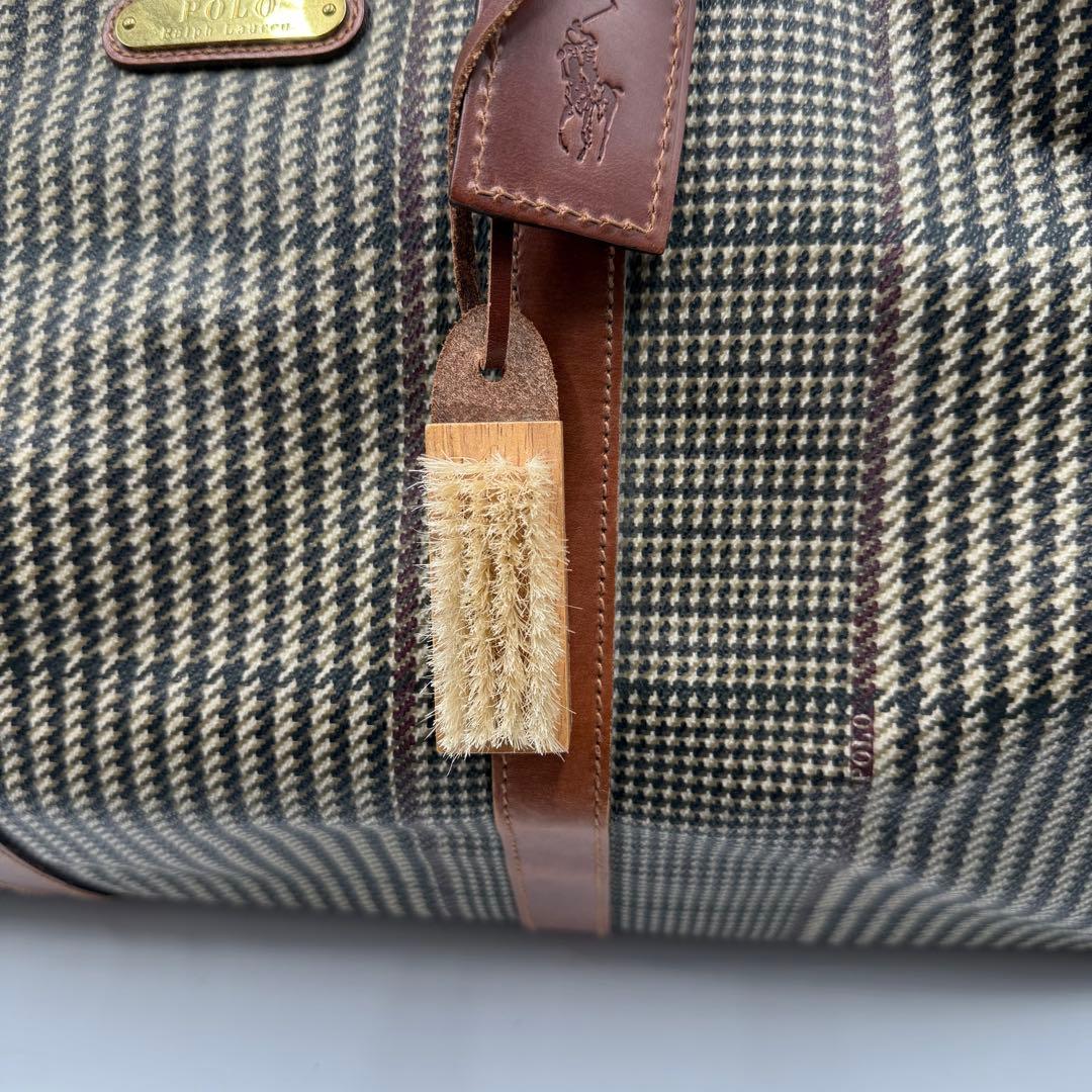 ポロ ラルフローレン PVC レザー 大容量 ボストンバッグ 千鳥柄