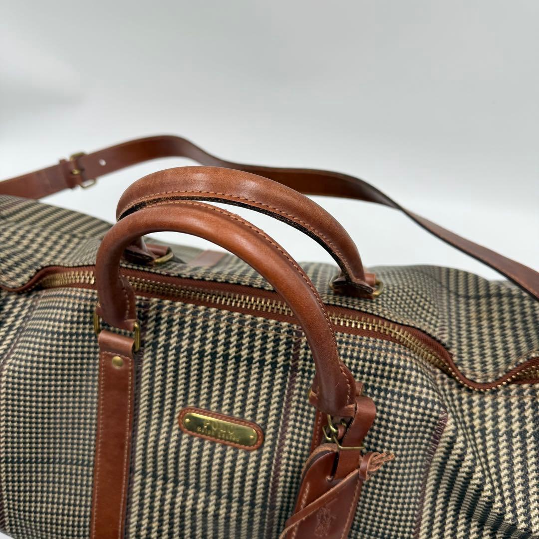 ポロ ラルフローレン PVC レザー 大容量 ボストンバッグ 千鳥柄