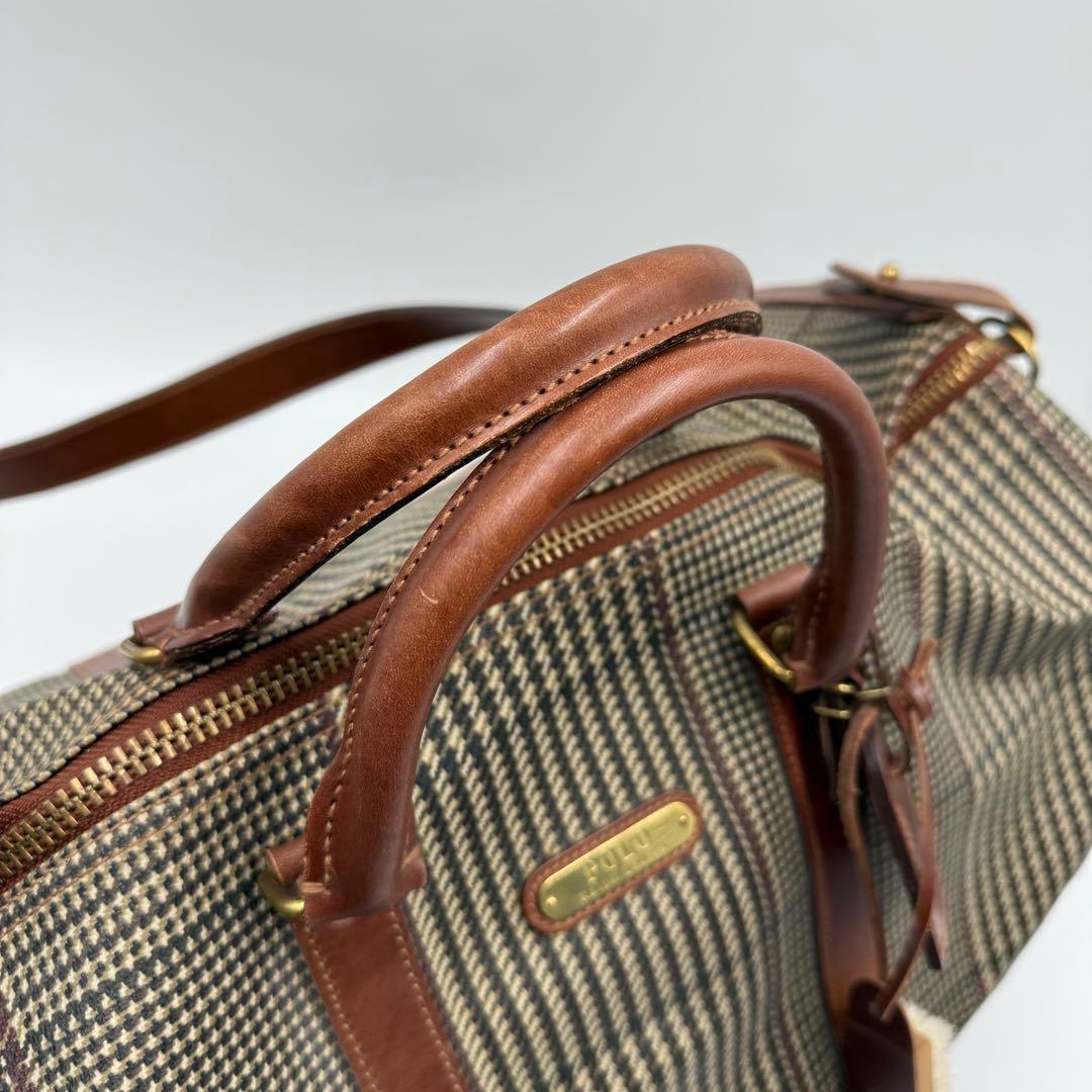 ポロ ラルフローレン PVC レザー 大容量 ボストンバッグ 千鳥柄