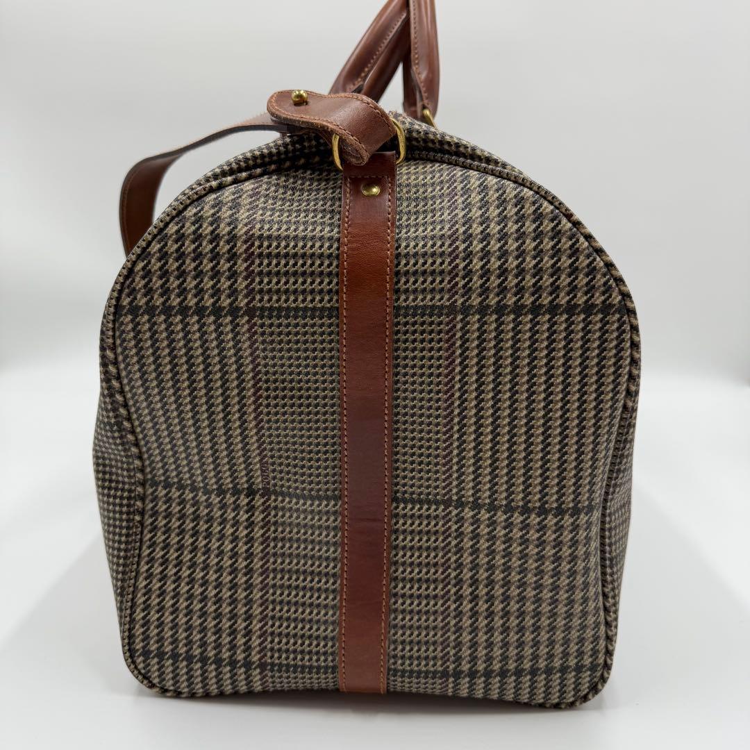 ポロ ラルフローレン PVC レザー 大容量 ボストンバッグ 千鳥柄