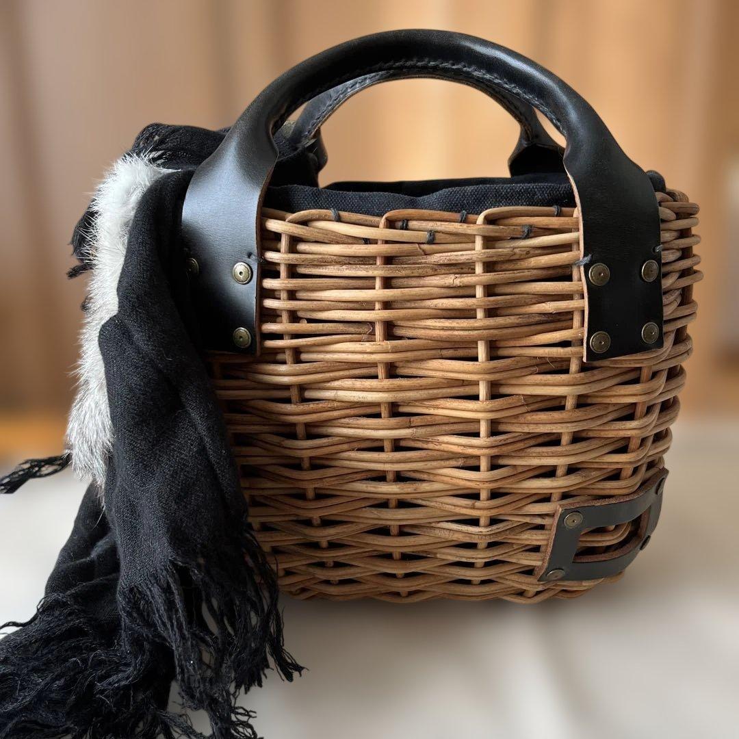 エバゴス ebagos ブライドルレザー紅藤かごバッグ