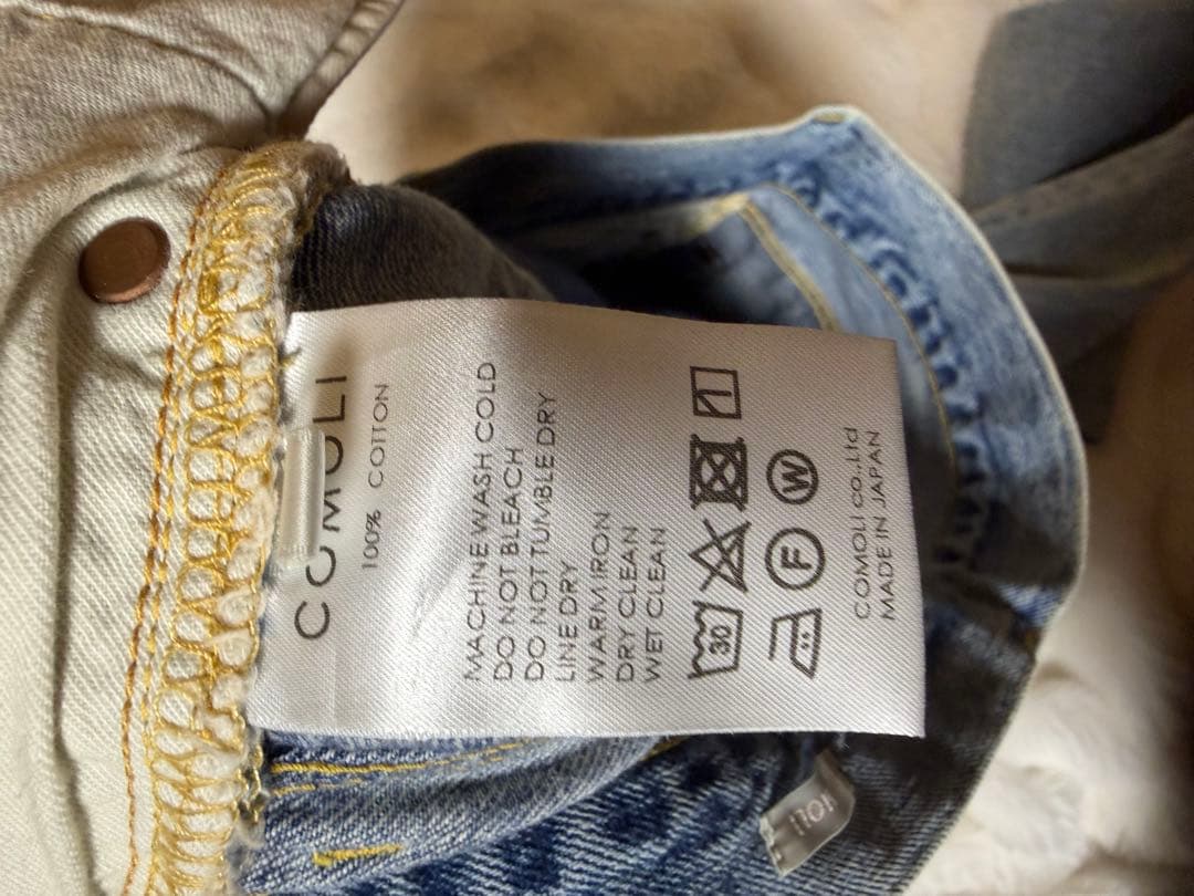 【試着のみ】COMOLI コモリ　デニム 5Pパンツ BLEACH ブリーチ