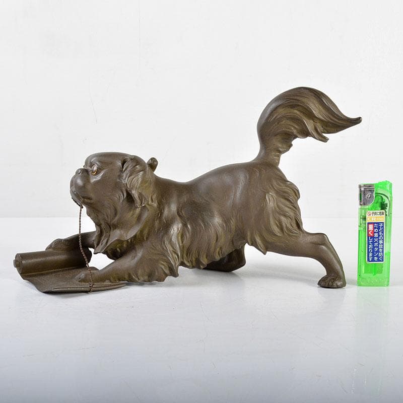 RITAO CHAN　巻物持　唐犬　獅子　置物　時代箱付　L　R4638B