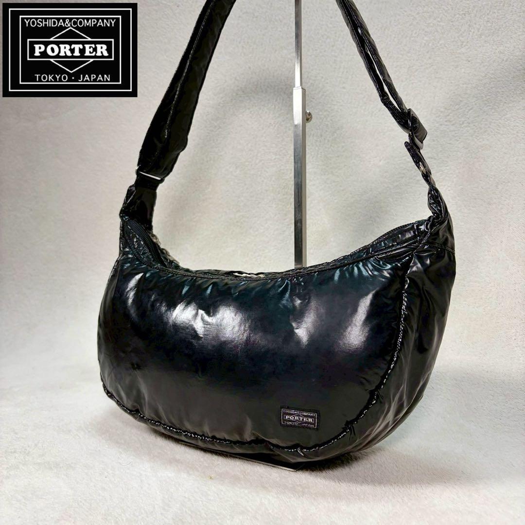 【美品✨】廃盤ポーターガール ボンボン ショルダーバッグ ハーフムーン　ナイロン