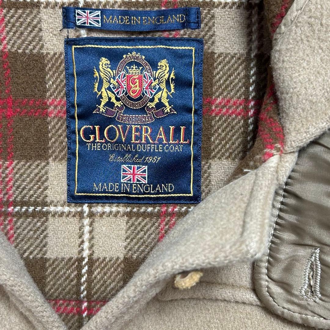 美品 グローバーオール ダッフルコート 英国製 チェック ウール US 40
