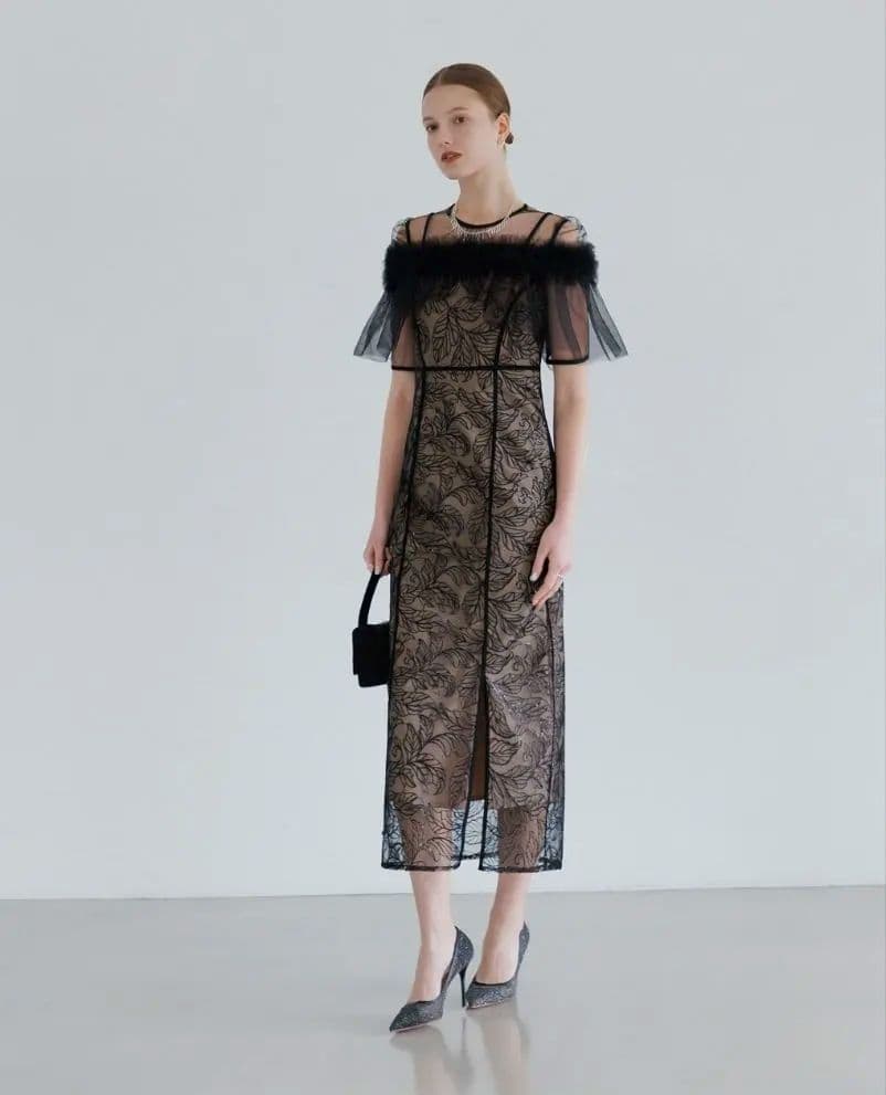 【LEJA】3WAYフラワーチュールアシンメトリーIラインドレス