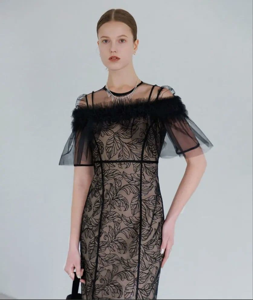 【LEJA】3WAYフラワーチュールアシンメトリーIラインドレス