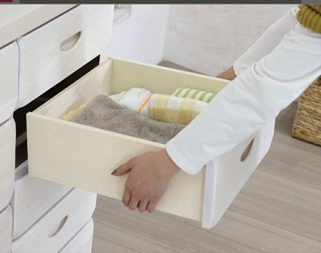 ホワイトウォッシュ 木製チェスト 8引き出し