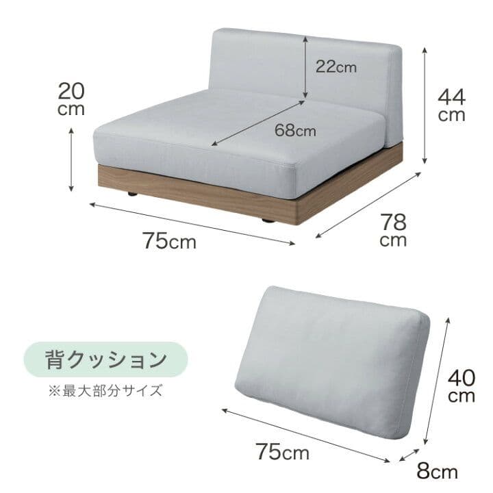 ソファ フロアソファ ローソファ 1人掛け 1P ファブリック 単品 ②のみ