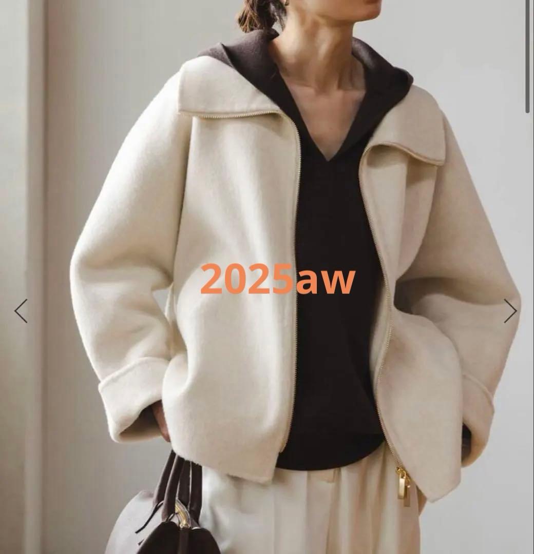 NOBLE キャメルミックスリバージップコート ホワイト 36サイズ