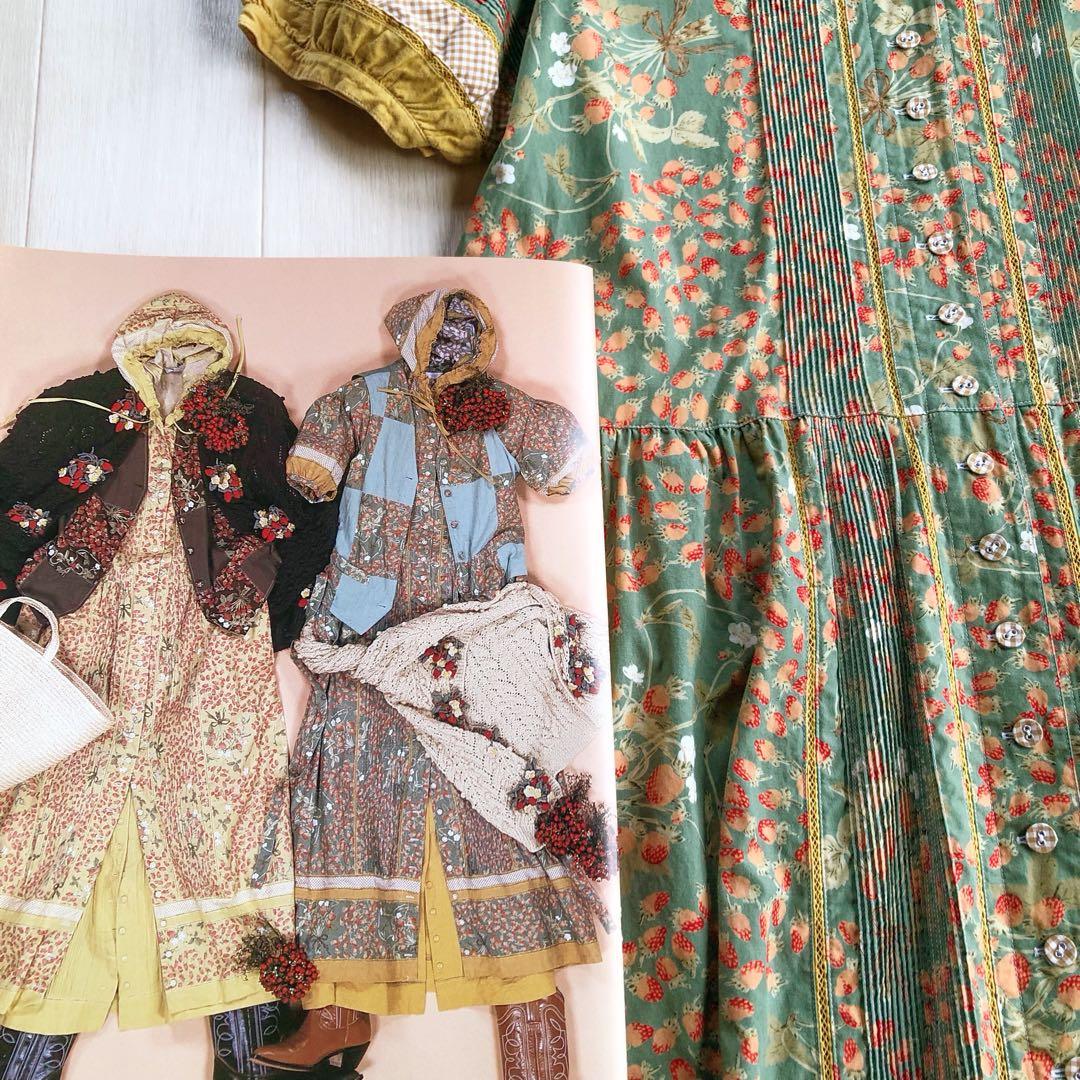 ピンクハウス いちご柄 苺 ストロベリー チェック フード付き ワンピース