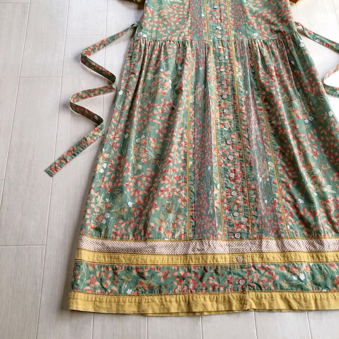 ピンクハウス いちご柄 苺 ストロベリー チェック フード付き ワンピース