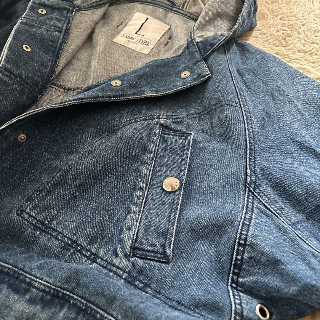 ９０s 古着　ヴィンテージ　色褪せ　ブルー デニムジャケット パーカー