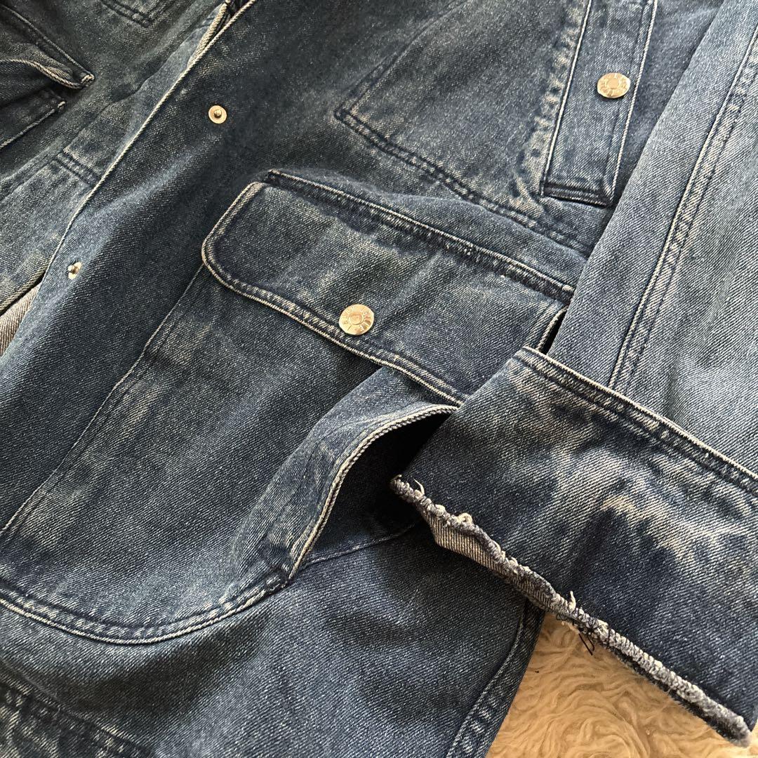 ９０s 古着　ヴィンテージ　色褪せ　ブルー デニムジャケット パーカー
