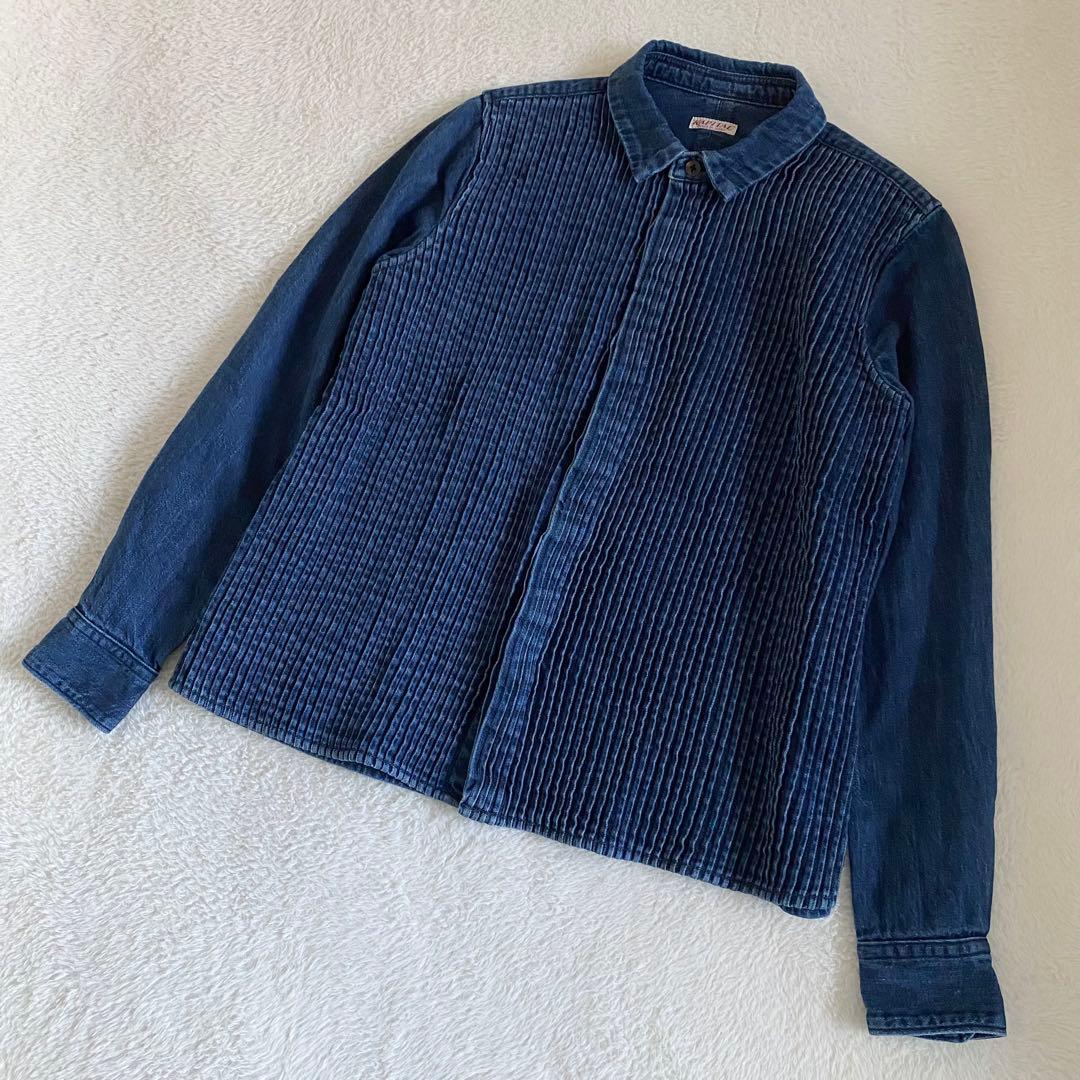 KAPITAL ピンタックデニムシャツ　プリーツ　長袖　メンズXS レディースS