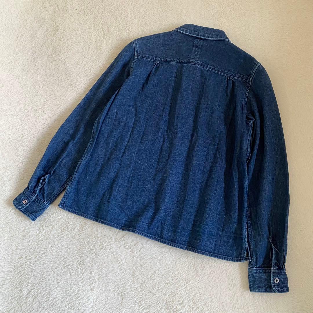 KAPITAL ピンタックデニムシャツ　プリーツ　長袖　メンズXS レディースS