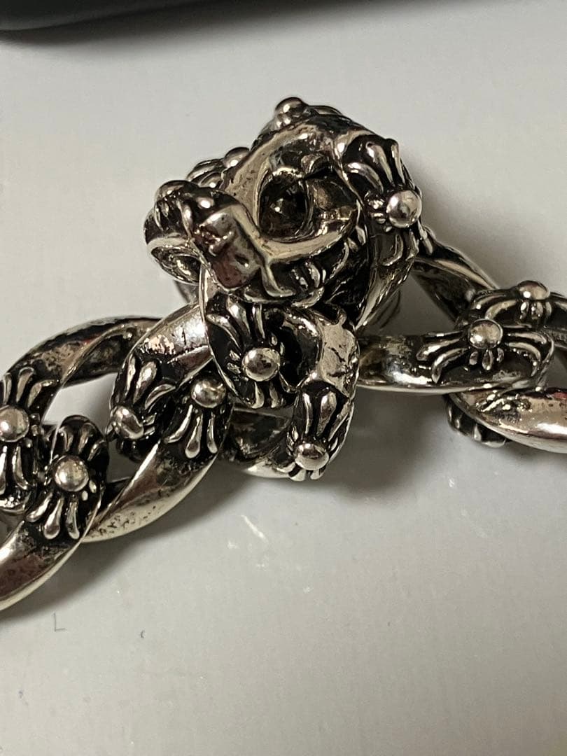 シルバー 925刻印フローラルクロス ウォレットチェーン 193.0g