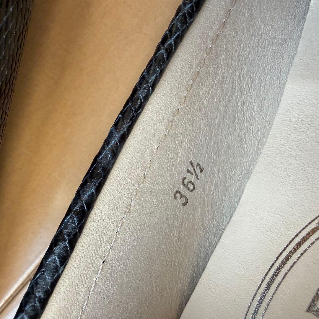 美品♡TOD'Sトッズ♡フリンジ付ゴンミーニ♡スネークプリント36.5